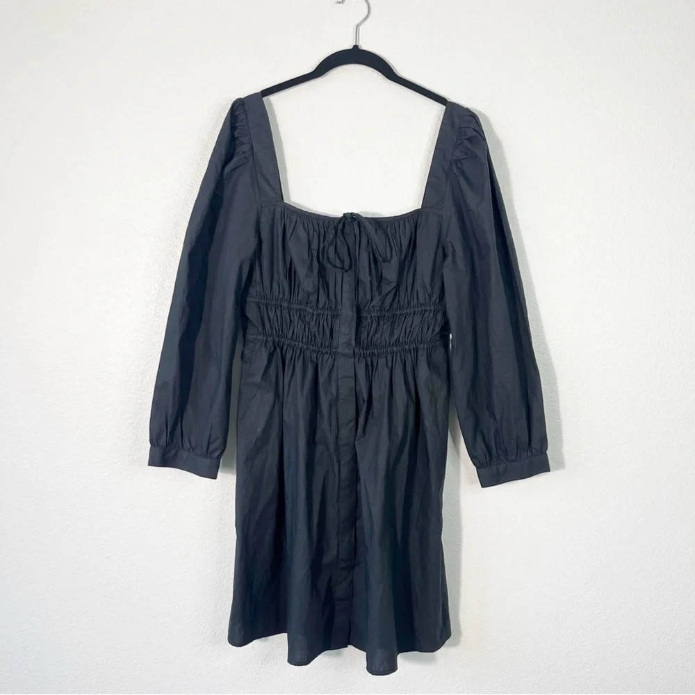 J. Crew Cinched-Waist Cotton Poplin Dress Whimsigoth Black Size 10